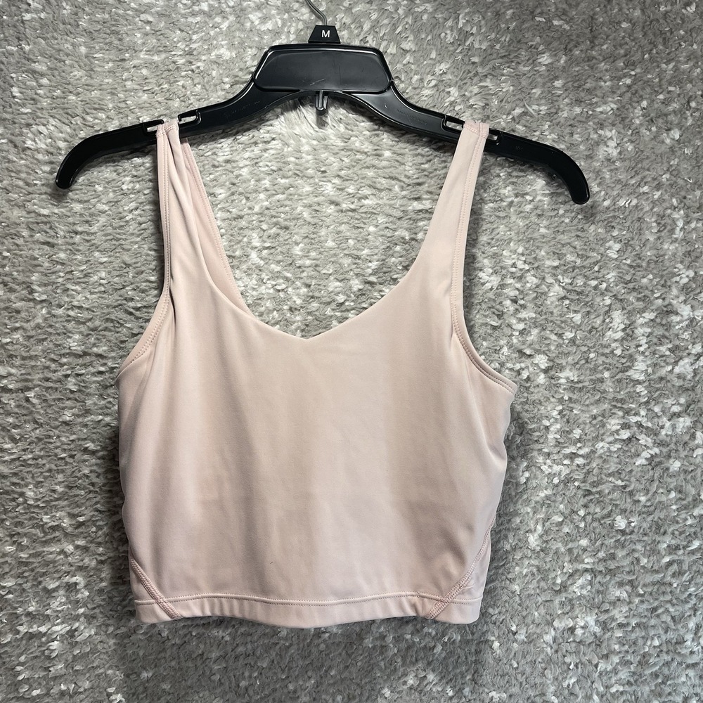 Lululemon Align Crop‎ Tank Size 4 Pink Built In Bra Sporty Training READ